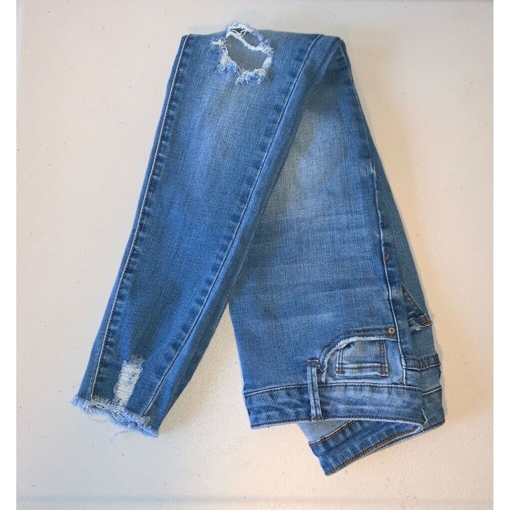 I&M Womens Ellie Ankle Skinny Jean Blue Distressed